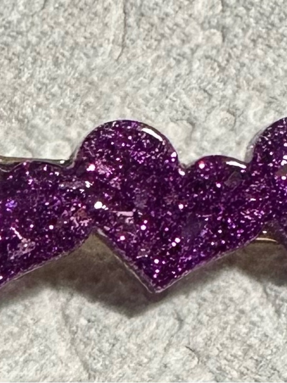 Purple Glitter Heart Women's Hair Clip